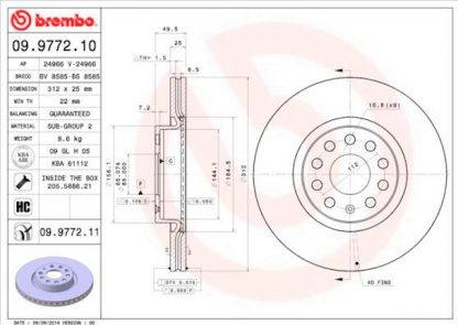 Audi/VW/Seat/Skoda Bremsscheiben-Set Brembo NEU 09.9772.11 – Bild 5