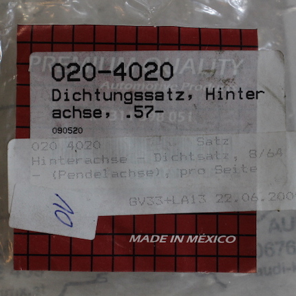 VW Käfer/Karmann/Typ 181 Kübelwagen Dichtungssatz Hinterachse 020-4020 – Bild 2