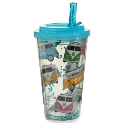 Volkswagen Bulli VW Bus T1 Surf Adventure Begins Becher mit Strohhalm 500ml