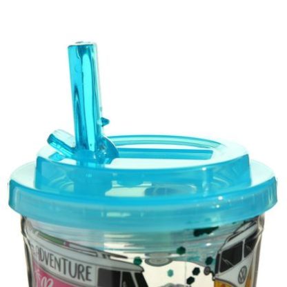 Volkswagen Bulli VW Bus T1 Surf Adventure Begins Becher mit Strohhalm 500ml – Bild 3