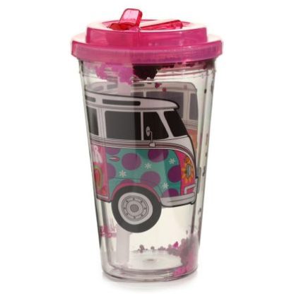 Volkswagen Bulli VW Bus T1 Summer Love Becher mit Strohhalm 500ml