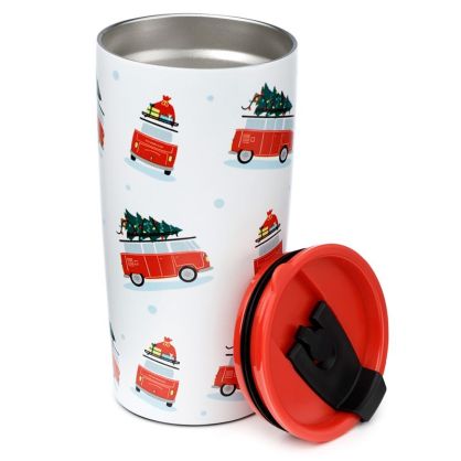 Volkswagen VW T1 Camper Surf Adventure Weihnachten Thermobecher aus Edelstahl 500 ml – Bild 4