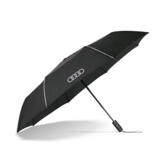 Original Audi Regenschirm Taschenschirm Ringe Logo Schirm schwarz